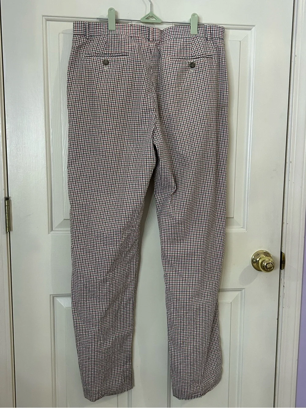 J. Crew Seersucker Gingham Check Pants Mens 34x32 Multicolor Cotton Straight Leg